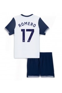 Tottenham Hotspur Cristian Romero #17 Jalkapallovaatteet Lasten Kotipeliasu 2024-25 Lyhythihainen (+ Lyhyet housut)